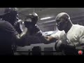 EVANDER HOLYFIELD THROWING FAST COMBINATIONS ON THE PADS AS COMEBACK TRAINING CONTINUES!