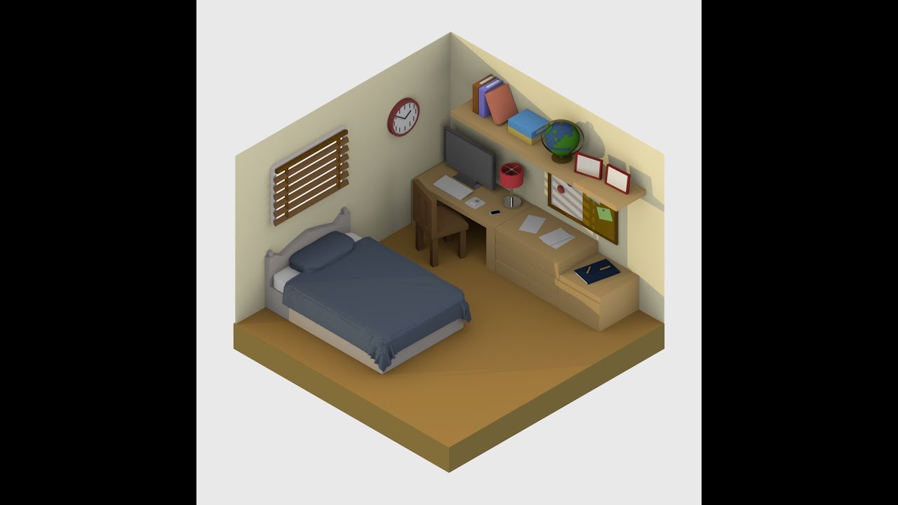 Isometric rooms on Behance Uy burchagi 3Dmodeling Tutorial