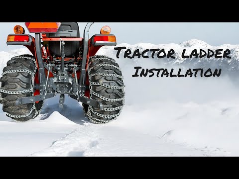 Tractor ladder tire chain installation video
