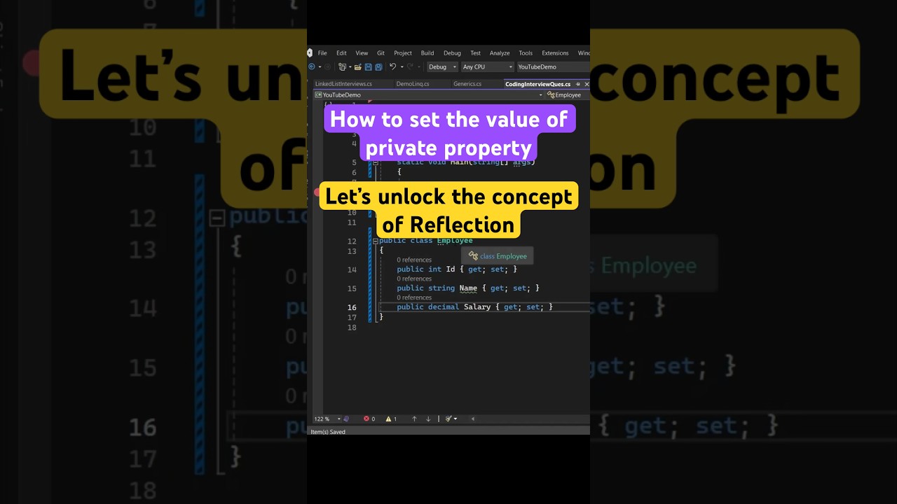 Reflection in c# | most asked c sharp interview questions and answers #csharp #shorts #coding