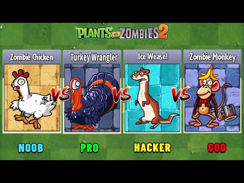 Chicken Zombie Vs Turkey Vs MonKey Vs Ice Weasel Zombie - PvZ 2 Animal Zombie Battlez