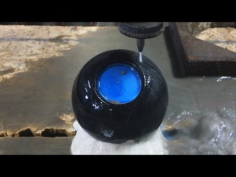 Magic 8 Ball cut in half 60,000 PSI Waterjet Video