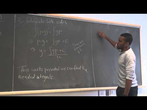 Math 391 Lecture 3 - The integrating factor method and homogeneous 1st order ODEs
