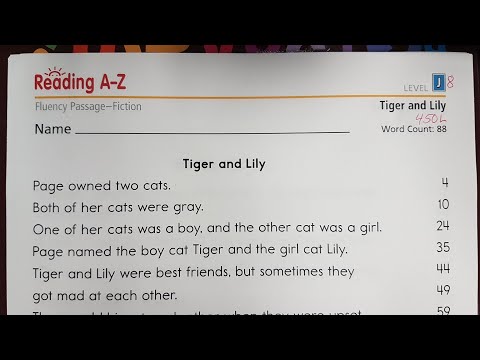 J8 Tiger and Lily - AZ Fluency passage echo reading
