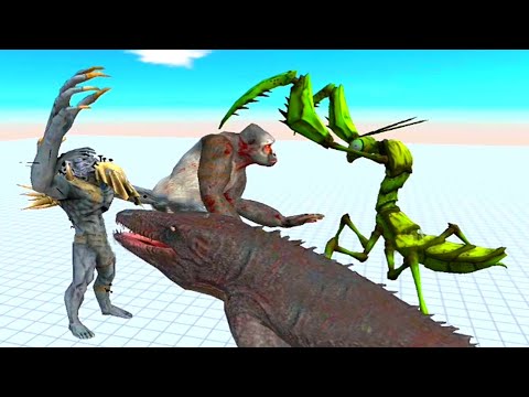 Goro & Scourge vs Mosasaurus & Giant Praying Mantis - Animal Revolt Battle Simulator
