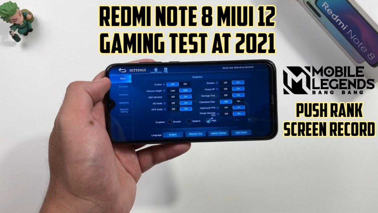 Redmi Note 8 MIUI 12 Gaming Test at 2021 with FPS Meter | Mobile Legends | Screen Record & Graphics