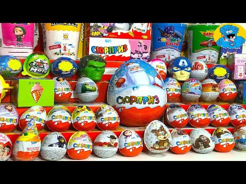 Мега Выпуск, Открываем Яйца С Сюрпризом,Unboxing Surprise Eggs Mega Giant Collection with Rare!