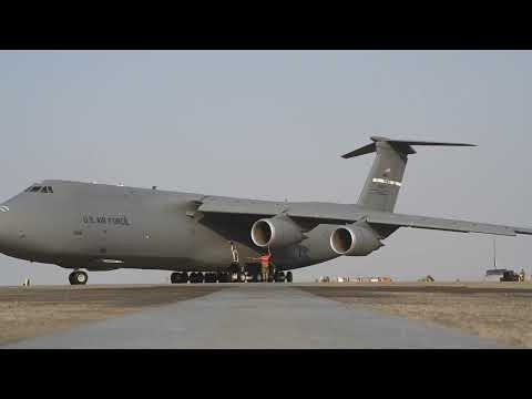 USAF C-5M Super Galaxy preparation and departure for the Afghanistan evacuation