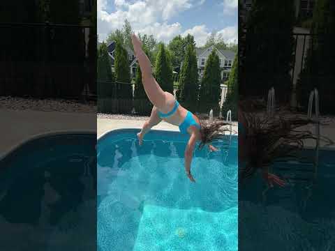 I Almost Did Not Make this FANCY SPLITS DIVE into the Swimming Pool #shorts