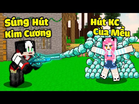 REDHOOD CHẾ TẠO SÚNG HÚT KIM CƯƠNG TROLL MỀU TRONG MINECRAFT*REDHOOD ĂN TRỘM KIM CƯƠNG CỦA MỀU