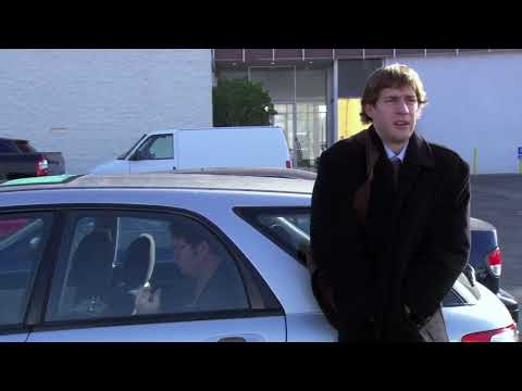 Dwight hyping himself up in a car