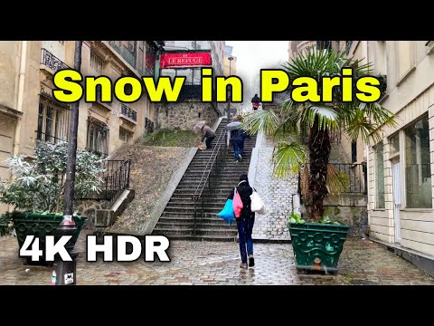 【4K/HDR】Walking tour in Paris under the Snow 🚶