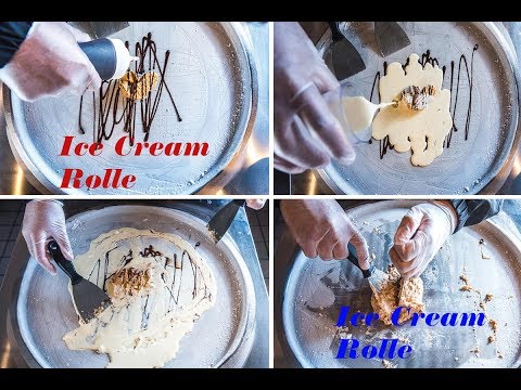 Ice Cream Rolls | Pink mini Oreo Cookies rolled Ice Cream Roll with Chocolate