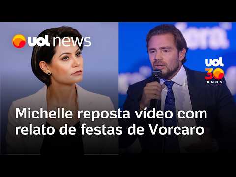 Michelle Bolsonaro reposta vídeo com relato de Anthony Garotinho sobre festas de Vorcaro
