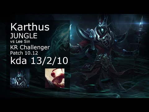 Karthus vs Lee Sin Jungle - KR Challenger 13/2/10 Patch 10.12 Gameplay // [롤] 카서스 vs 리 신 정글