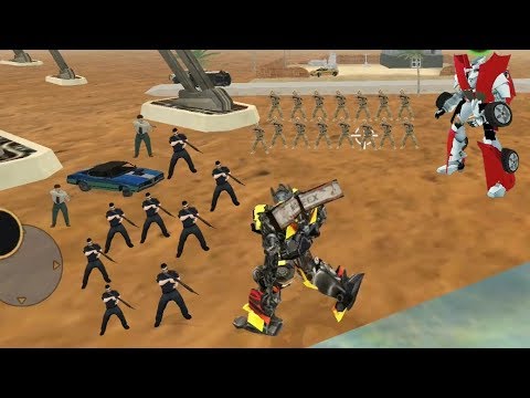 Vegas Crime Simulator - (Transformer Attack Car Robots) Auto Boat & Car Robot between Fight - HD