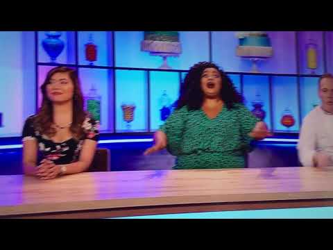 Nicole Byer Falls off table in Nailed it