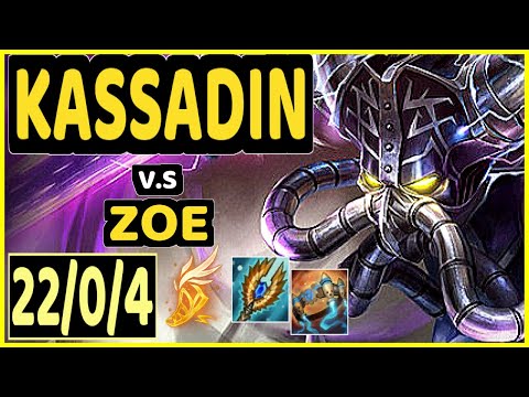 SKT T1 FAKER (KASSADIN) vs ZOE - 22/0/4 KDA MID CHALLENGER GAMEPLAY - KR