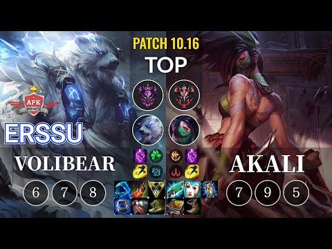 APK erssu Volibear vs Akali Top - KR Patch 10.16