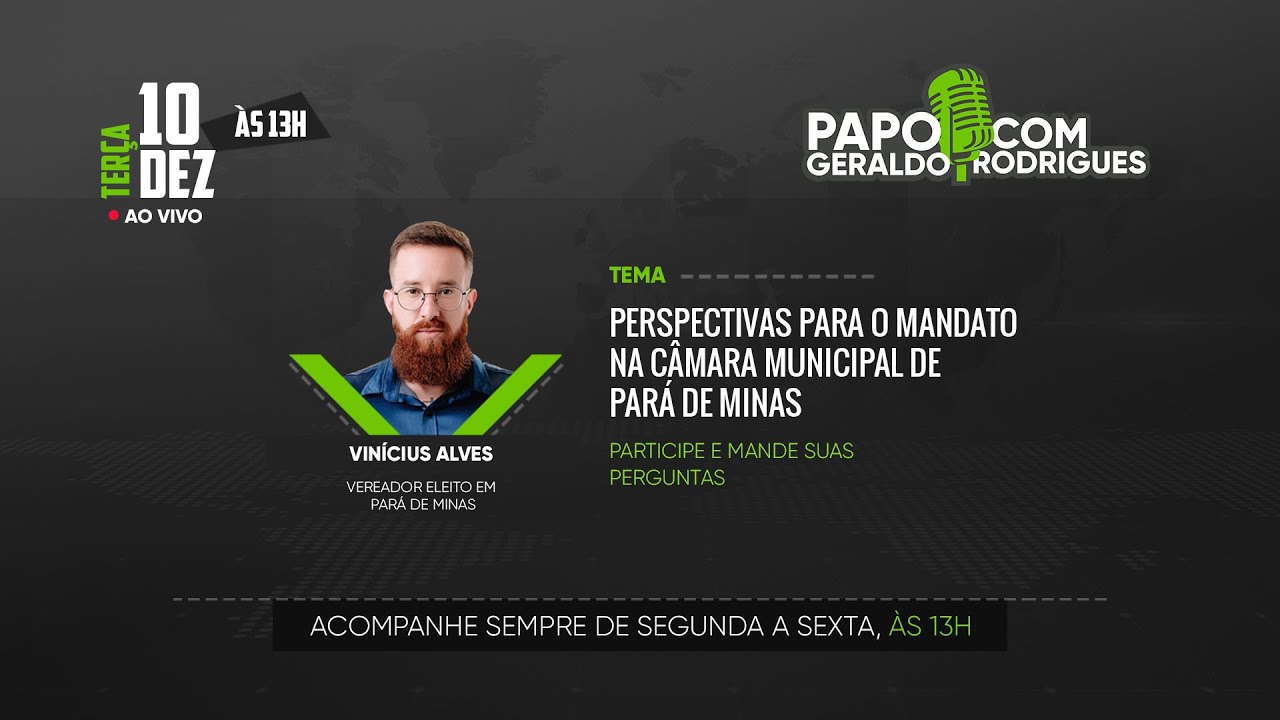 Vereador eleito Vinícius Alves fala de suas perspectivas para o mandato na Câmara de Pará de Minas