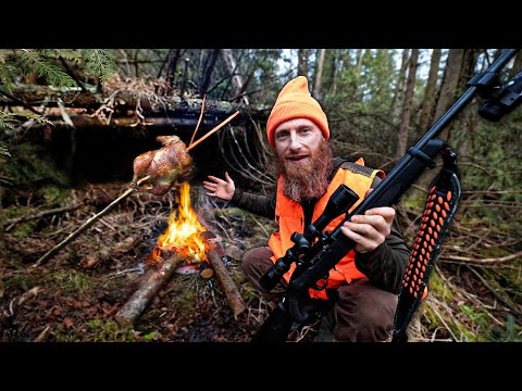 Lost Hunter Solo Survival Challenge (NO Food, NO Water, NO Shelter) | Knife, Saw, 22 Long Rifle