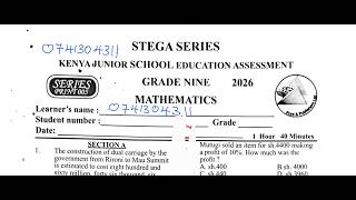 GRADE 9 MATHEMATICS STEGA 005 2026 | SECTION A LIVE SOLUTIONS & REVISION | EXAM PREPARATION