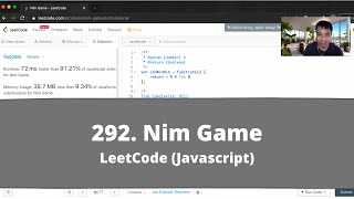 YouTube video 'How to Solve "292 Nim Game" on LeetCode? - Javascript'