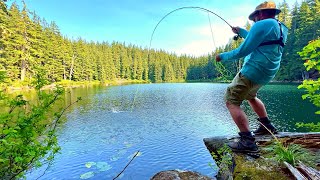 GIANT Trout Fishing in TINY MOUNTAIN LAKE!!! (Catch &amp; Cook)