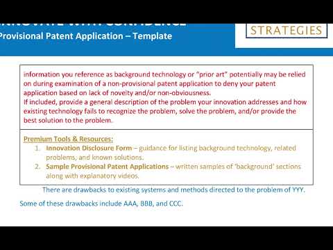 Provisional Patent Application (PPA) Sample Specification by Intellectual Strategies