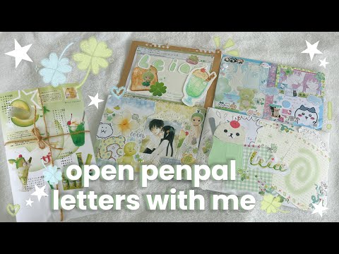 open penpal letters with me 🍈🍀// aesthetic & chill unboxing, no talking asmr