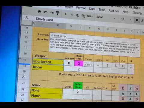 Smackwell's Dungeon Crawl Character Generation