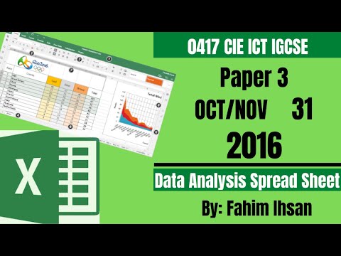 IGCSE ICT 0417/P31/2016 October - November Spread Sheet