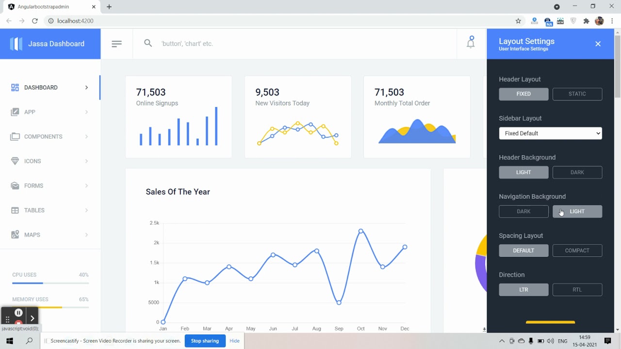 Angular 11 Admin Dashboard Template 2 Working Demo