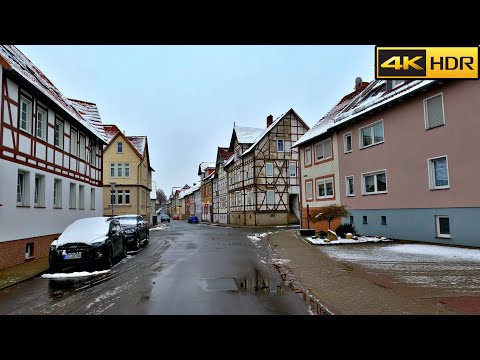 Drive in a Snowy German Village | Driving in Thuringia | Driving in Germany [4K HDR]