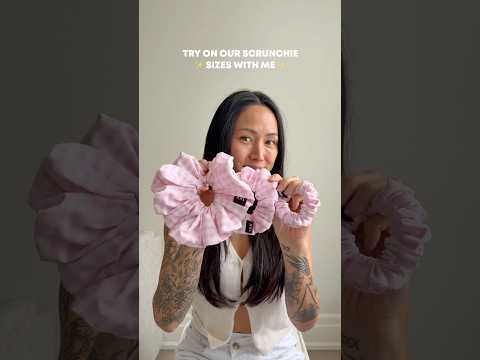 TRY ON OUR SCRUNCHIE SIZES W/ ME 🎀✨☁️ #scrunchies #xxlscrunchie #hairtutorial