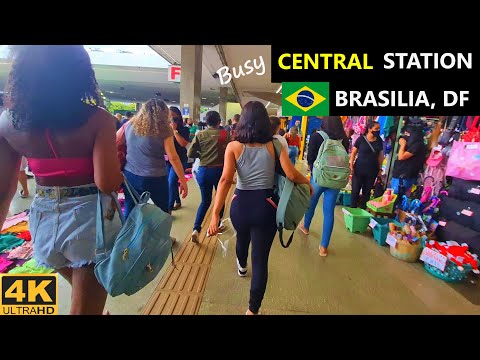 4K Walk in busy Central Station in Brasilia city, capital of Brazil - Distrito Federal, 2021
