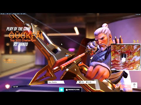 GALE is DOMINATING AS HANZO WITH NEW SKIN! [ OVERWATCH 2 TOP 500 SEASON 2 ]