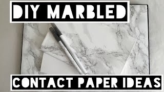 DIY Marbled Laptop Skin, Notebooks, and Pens Using Contact Paper!