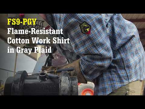 FS9-PGY FR Cotton Work Shirt in Gray Plaid