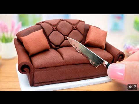 Make Miniature Softest Chocolate Sofa Cake Step by Step in Mini Kitchen - ASMR Cake Decorating Idea