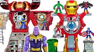 Download lagu Avengers Iron Man Headquarters vs Hulkbuster Ultimate transform HQ, Thanos! #DuDuPopTOY mp3