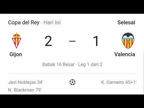 Gijon vs Valencia full time 2 - 1  piala copa spanyol
