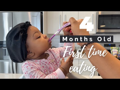 BABY'S FIRST TIME EATING BABY CEREAL || 4 MONTHS OLD