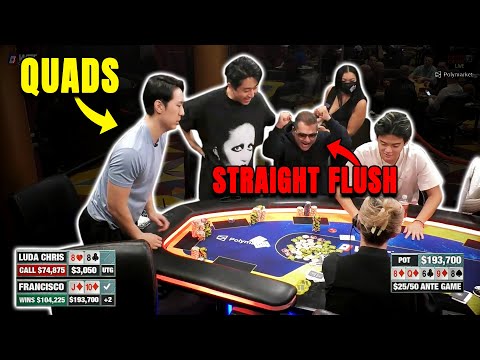 QUADS vs STRAIGHT FLUSH! Craziest Hand in HCL HISTORY!