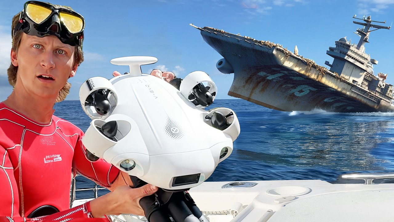 My RC Submarine Explores a Sunken Aircraft Carrier