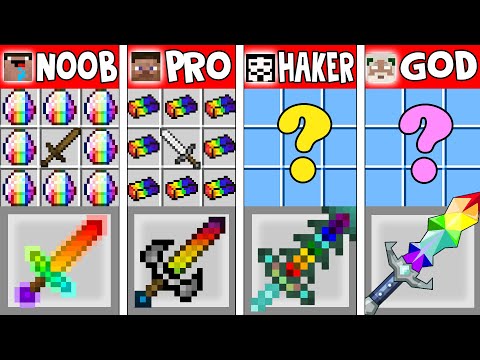 Minecraft NOOB vs PRO vs HACKER vs GOD RAINBOW SUPER SWORD CRAFTING CHALLENGE in Minecraft Animation