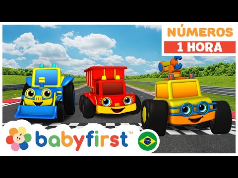 Desenho educativo 2 anos | Aprender números | Contagem divertida | Carros de corrida | BabyFirst TV