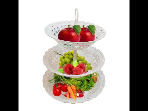 3 Layer Multipurpose Space Saving Fruit & Vegetable Storage Baskets, Food-Grade Plastic, White