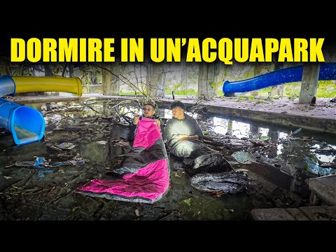 Surviving for 24 hours in an abandoned water park - sleeping in a homeless man's room! (madness)