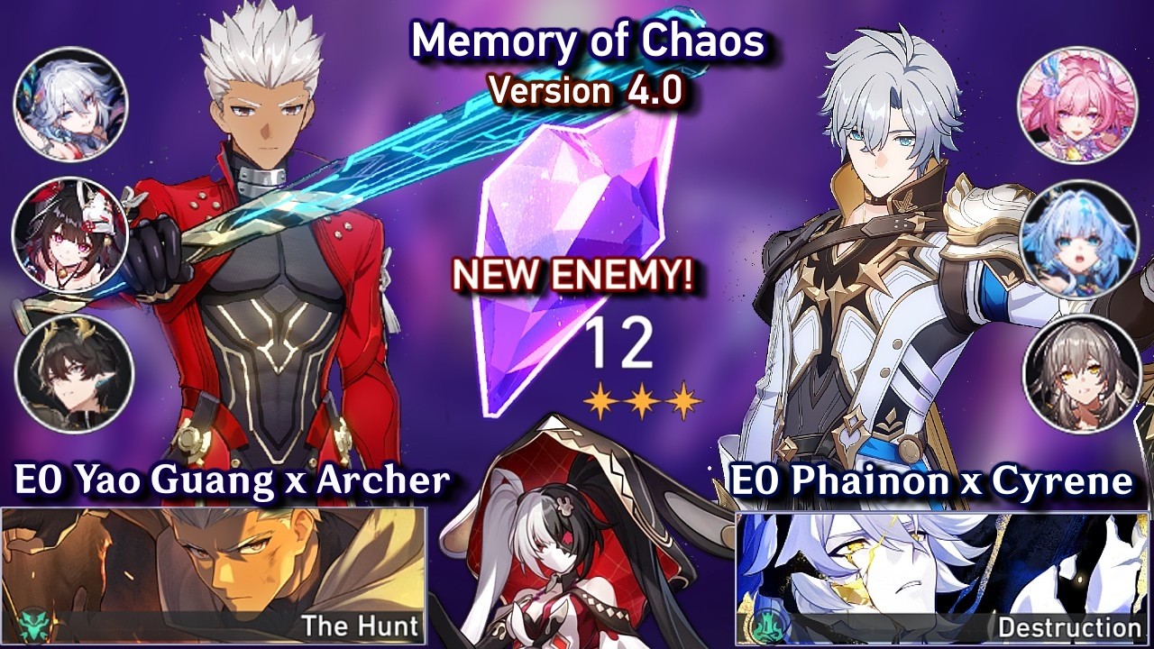 NEW! E0 Archer & E0 Phainon Cyrene | NEW Memory of Chaos 4.0 - Floor 12 9 Stars | Honkai Star Rail